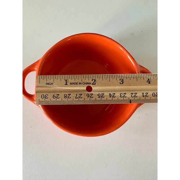 Ceramic baking bowl, soup bowl, dessert dish with lid, orange mini dutch oven - Picture 8 of 9